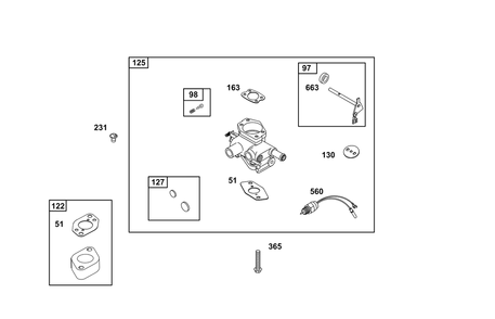 Carburetor Group Diagram and Parts List for 359447-0119-E1  Briggs and Stratton Engine